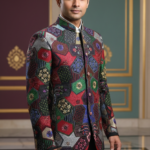 Mens Multicolor Patchwork Bandhgala Jacket