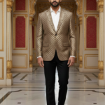 Men's Luxury Gold Jacquard Blazer