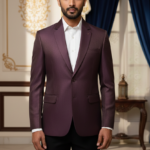 Men's Luxury Wine Burgundy Jacquard Blazer
