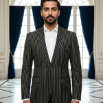 Men's Premium Black Pinstripe Jacquard Blazer