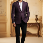Men's Premium Wine Purple Textured Blazer