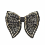 Silver-Mist: Hand-Embroidered Butterfly Bow Tie