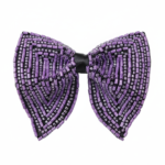 Hand-Beaded Metallic & Amethyst Crystal Bow Tie