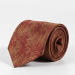 Men's Luxury Red & Gold Silk Tie – Concentric Geometric Wave Necktie
