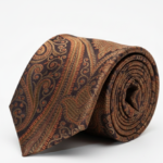 Classic Brown Paisley Necktie with Elegant Woven Detailing