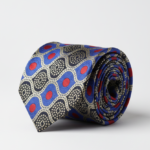 Blue Tie with Red Dots & Black Work – Stylish Designer Necktie