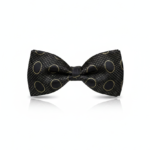 Men’s Luxury Black & Gold Polka Dot Bow Tie – Premium Jacquard Woven Metallic Ring Pre-Tied Bowtie for Tuxedos, Weddings, and Galas