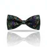 Men’s Luxury Dark Emerald & Purple Floral Bow Tie – Premium Jacquard Woven Botanical Pre-Tied Bowtie for Evening Weddings and Galas