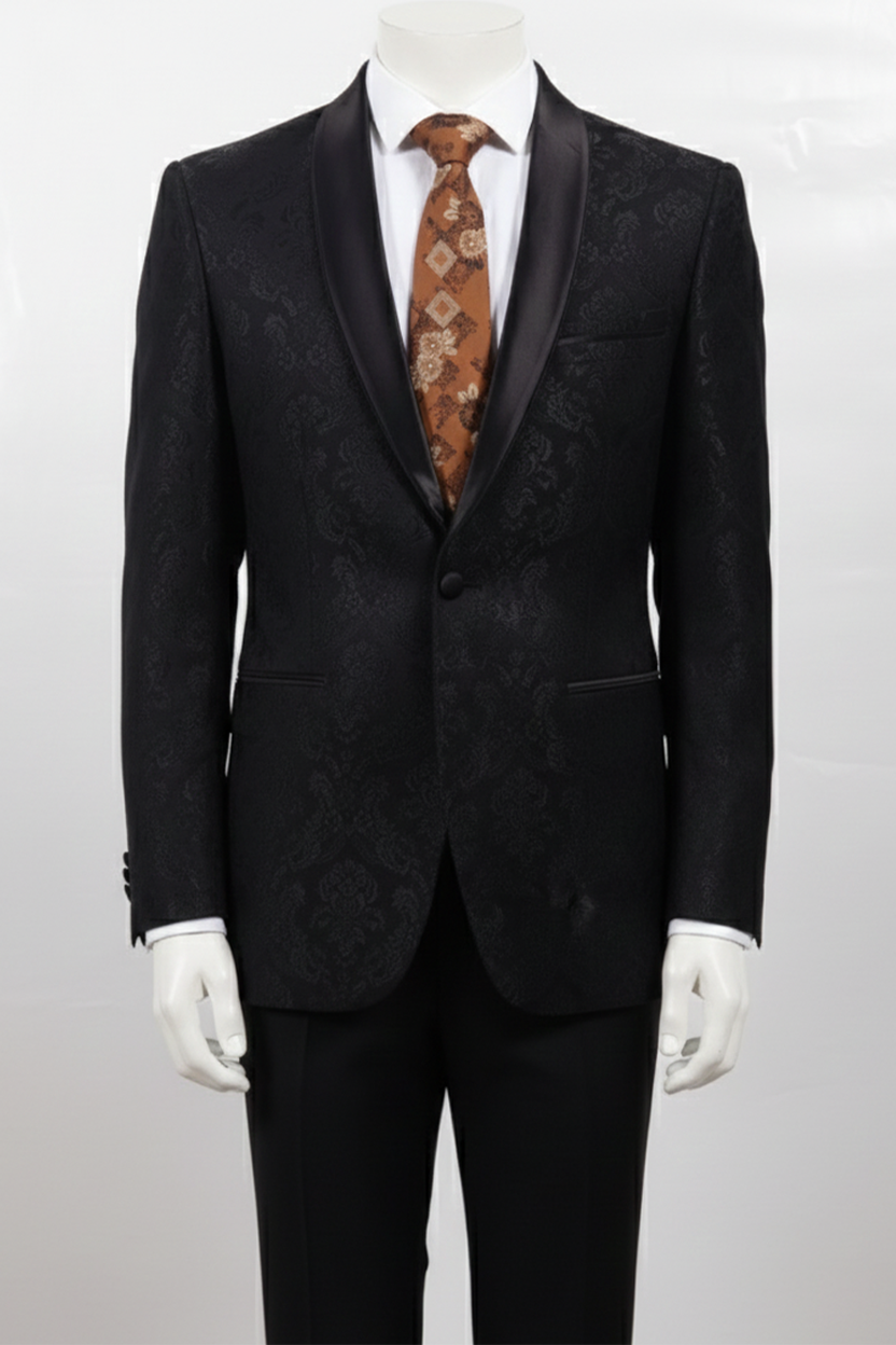 Men's Vintage Floral Silk Tie – Bronze & Copper Jacquard Necktie - Image 2
