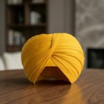 Golden Mustard Formal Turban – Radiant Pleated Stretch