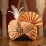 Royal Orange Raw Silk Groom Turban with Gold Zari