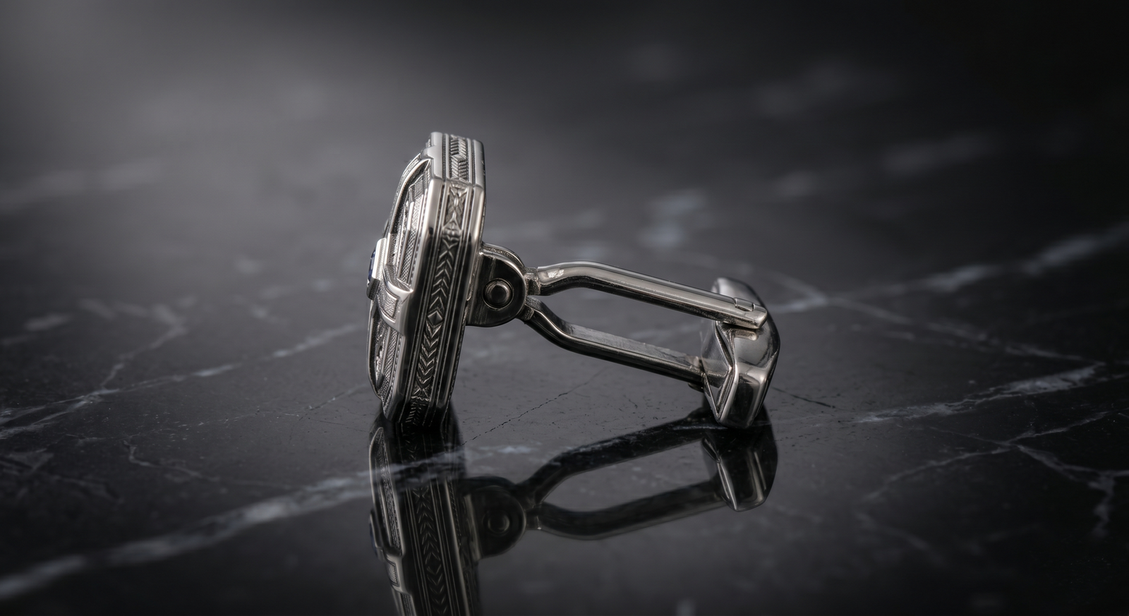 Luxury Men's Sterling Silver Art Deco Cufflinks - Image 2