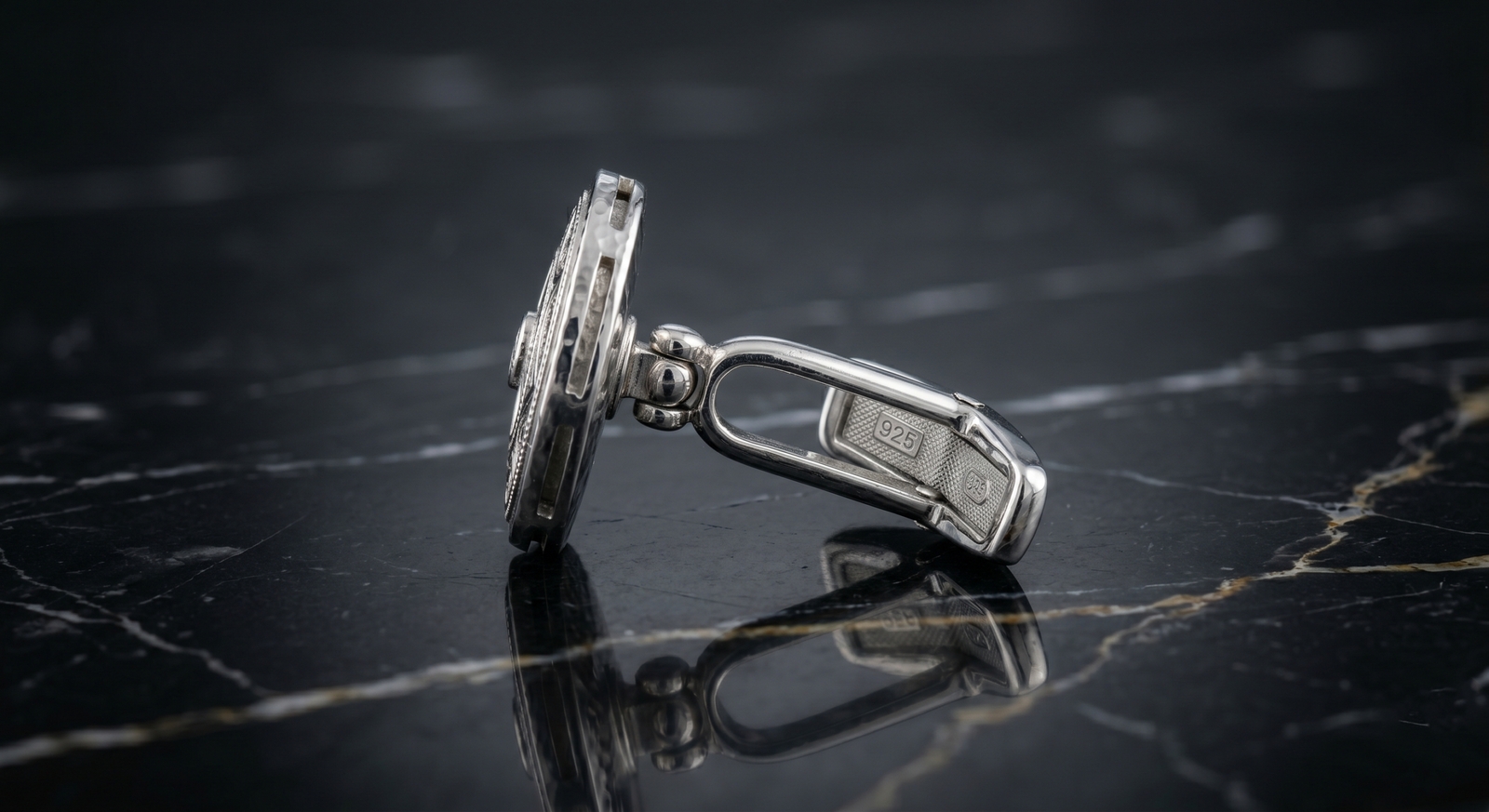 Luxury Men's Round Sterling Silver Cufflinks - Image 2