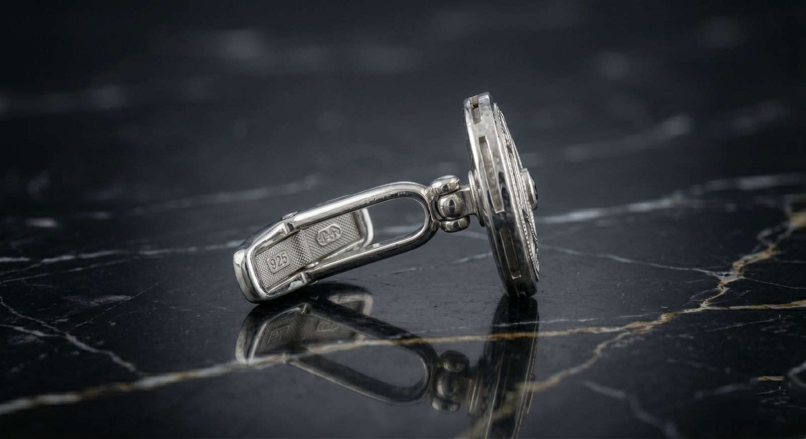 Luxury Men's Round Sterling Silver Cufflinks - Image 3