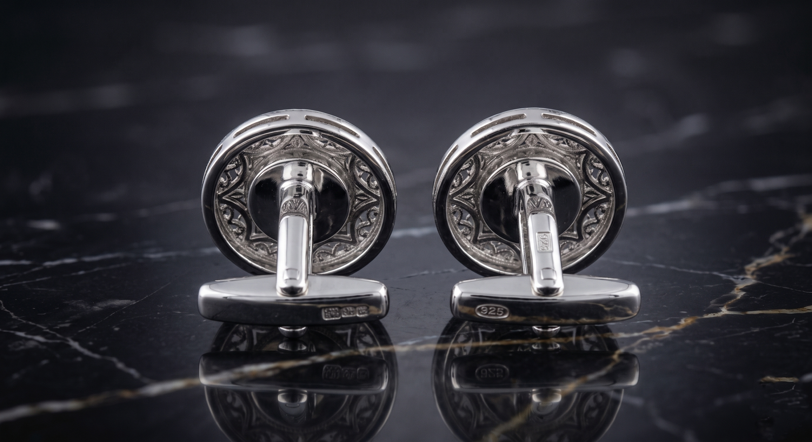 Luxury Men's Round Sterling Silver Cufflinks - Image 4
