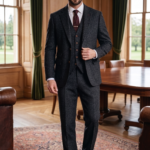 Men's 3-Piece Charcoal Grey Tweed Suit